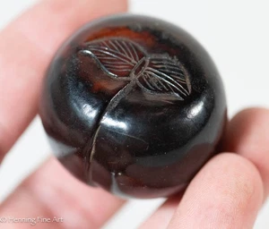 Beautiful Antique / Vintage Asian Carved Peach, Amber? Lovely Object 1 - Picture 1 of 6