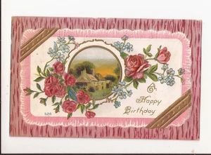 Antigua postal en relieve feliz cumpleaños principios de 1900 vintage/antigua postal - Imagen 1 de 2
