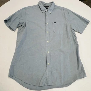 Camisa RVCA ajustada manga corta abotonada para hombre grande azul claro usada en excelente estado - Imagen 1 de 7