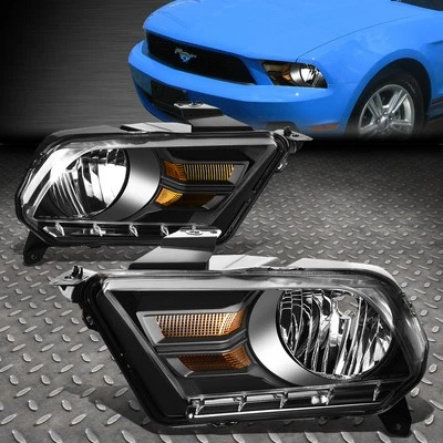 PARA FORD MUSTANG 10-14 PAR CARCASA NEGRA ÁMBAR FAROS ESQUINEROS JUEGO FAROS Foto 1 de 4