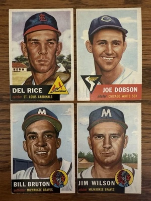 1953 Topps Vintage Baseball Lot Of 4, Del Rice, Joe Dobson, VGEX-EX - Image 1 of 4