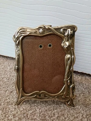 Vintage Solid Brass Art Deco Picture Photo Frame Lady Small Antique Portrait  - Image 1 of 4