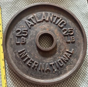 Atlantic International 25 Pfund einzelne Hantelscheibe Stahl Eisen tiefe Schale 2" SELTEN - Bild 1 von 17
