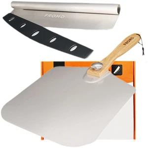 Set Pela Pizza 14" x 12" Pollici Premium Grande Paletta Alluminio Pala Metallo con... - Foto 1 di 9