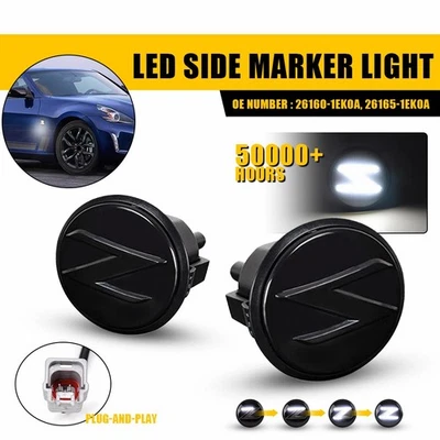2X Sequential LED Side Marker Light Smoked For 2010-20 Nissan 370Z/03-09 350Z EE - Image 1 of 4