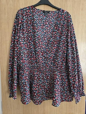 Ladies New Look Curves Peplum Floral Print Long Sleeve Top Size 24 Blouse - Image 1 of 4