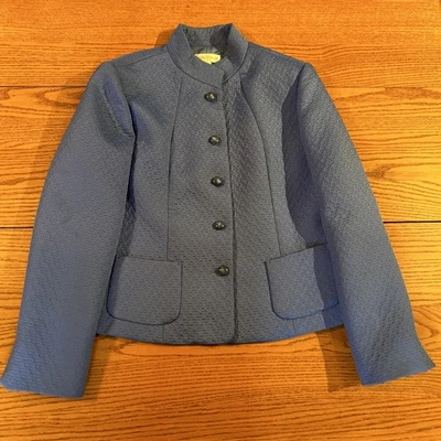 Casual Corner Vintage Blue Button Down Jacket Size 14 Polyester & Acetate - Image 1 of 4