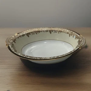 Vintage Noritake Japan Oval Vegetable Dish With Handles Beige Black Gold - Picture 1 of 4