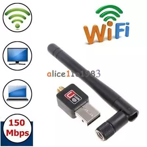 Mini 150Mbps USB WiFi Wireless Adapter Dongle LAN Card 802.11n/g/b w/Antenna - Picture 1 of 9