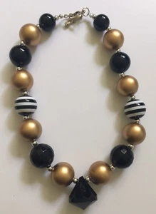 New! Diamond Center Necklace Custom Made Beaded 17 in Black Gold - Picture 1 of 7