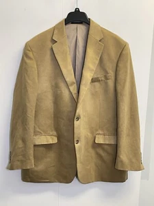 Polo Ralph Lauren Mens Size 44R Tan Jacket Faux Suede Leather Sport Coat Blazer - Picture 1 of 10