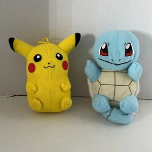 Pokemon Plush Stuffed Animal Lot Of 2 Pikachu & Squirtle  - Picture 1 of 7