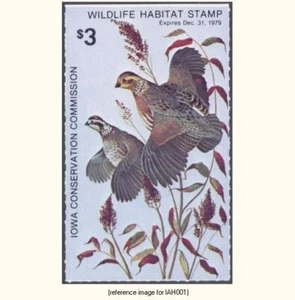 D2K Iowa Hunting Stamp 1979 $3 (quail) - Picture 1 of 1
