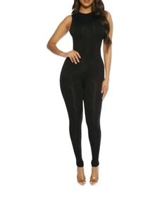 Women's Clothing Trendi Chique Sexy Solid Mock Neck Unitard Jumpsuit One-Piece - Picture 1 of 4