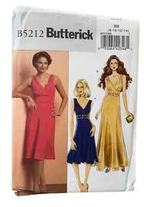 Butterick Sewing Pattern B5212 Dress Gown Miss Size 8-14 Deep V Neck Sleeveless - Picture 1 of 2