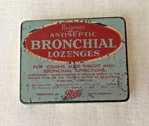 Vintage 1940s ? Regesan Antiseptic Bronchial Lozenges Tin - Boots Nottingham - Picture 1 of 3