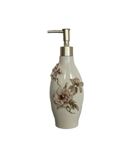 Avanti Linens FLOWERS EMBOSSED 9" Soap Dispenser/Lotion Pump - Nice! - Picture 1 of 2