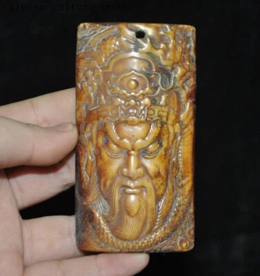 3'' Тибетский буддизм Guan Yu Guan Gong дракон воин половина тела амулет подвеска - Изображение 1 из 4