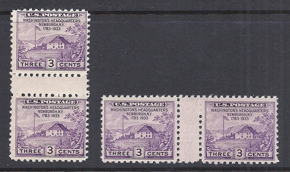 1935 US 752 Washington's Headquarters Pairs  Vert. & Horiz. Gutter NGAI Farley - Image 1 of 1