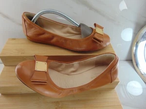 Cole Haan Tali TAN SOFT LEATHER Ballet Scrunch Flats Size 7 M LOOK GREAT! - Picture 1 of 10