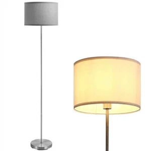 Lampada Piantana da Terra 160cm Design Moderno Paralume E27 60W Tessuto Grigio - Foto 1 di 7