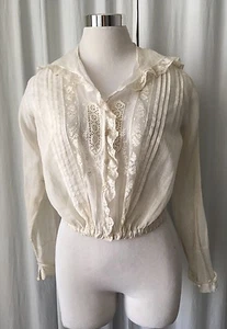 Antique Victorian embroidered blouse with elastic waist - Picture 1 of 12