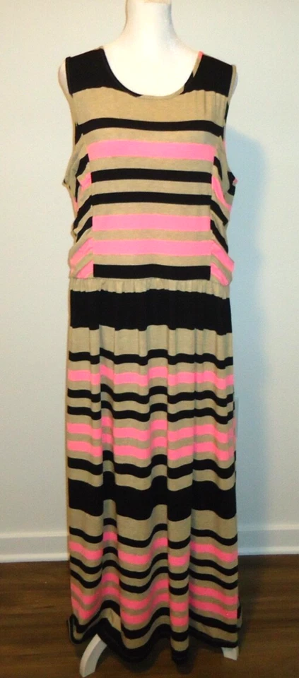 Maxi vestido a rayas para mujer Xhilarition talla 1/2X Foto 1 de 4