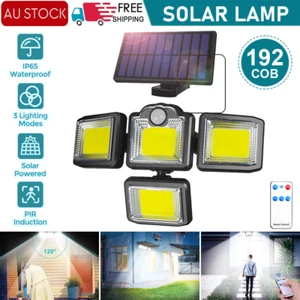 192 LED 4 Head Solar Motion Sensor Light Outdoor Garden Wall Security Flood Lamp - Picture 1 of 12