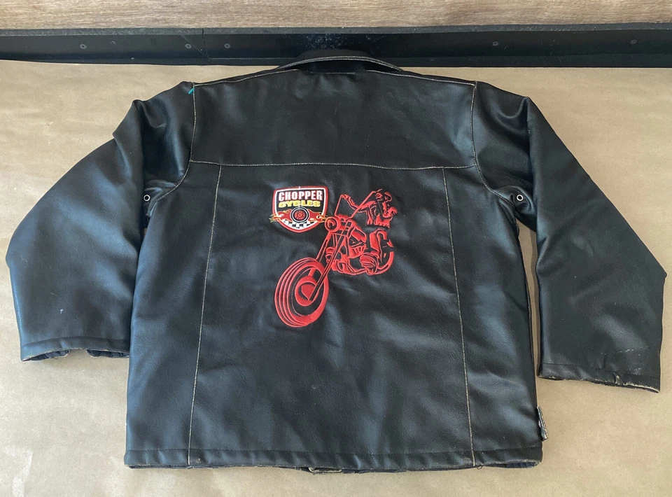 Chaqueta de cuero para moto de cuartel general para niños talla 6 bordada Foto 1 de 4
