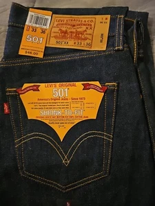 Free Shipping New Men's 501xx Original Shrink-to-Fit 33x36 Straight Leg Jeans - Picture 1 of 7