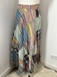 Gonna donna vintage nera yak midi avvolgente bohemien hippie multicolore grande - Foto 1 di 8