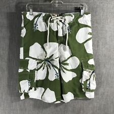 Hollister Swim Trunk Lined Shorts Men's M Green White Floral