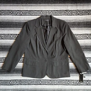 NWT Valerie Stevens Woman Sz 14W Single Breasted Notch Lapel Blazer Charcoal - Picture 1 of 11