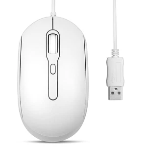 Ratón óptico USB con cable ajustable 1200/1600/2000 DPI ambidiestro blanco - Imagen 1 de 7