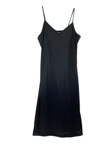 Womens Slip Dress Size 10 Black Midi V Neck Whimsigoth Goth Fairy Grunge - Picture 1 of 7