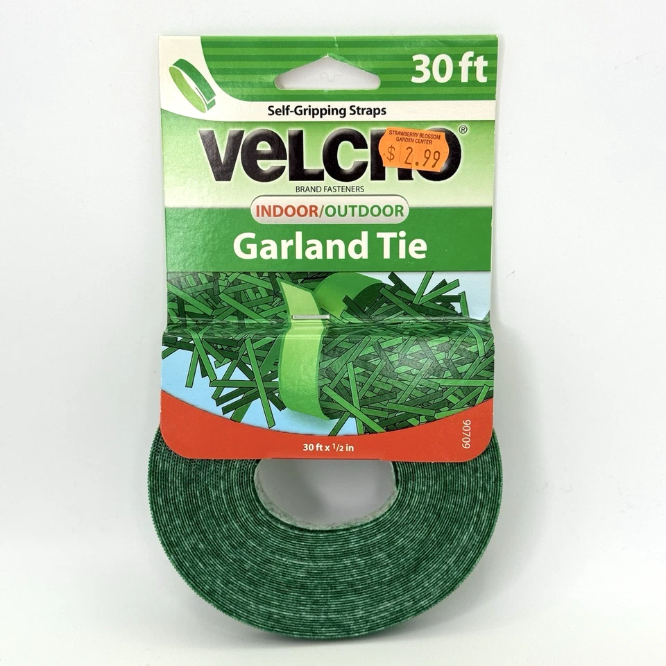 VELCRO 90709 Holiday Garland Ties 30ft X 1/2" Roll Green