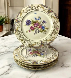 VTG Schlaggenwald Porcelain Dinner Plates Czechoslovakia SCL32 Set Of 4 ~10 7/8” - Picture 1 of 10