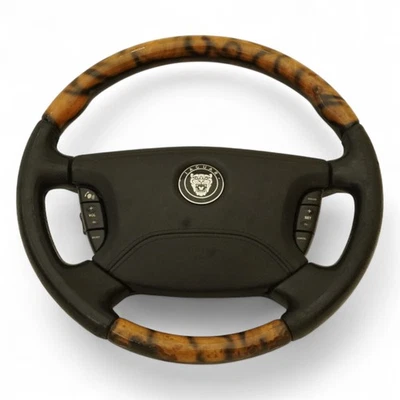 04-09 Jaguar Xj8 X350 Steering Wheel Leather Wood Multifunction Switch Control Foto 1 de 4