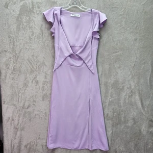 Amanda Uprichard Dress Womens Small Purple Flutter Sleeve Slit Midi Formal Boho - Picture 1 of 10