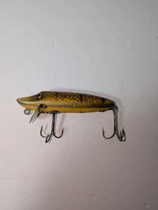 Vintage Heddon Baby Vamp Holz Angelköder Glasaugen Schuppenoptik Dowagiac - Bild 1 von 15