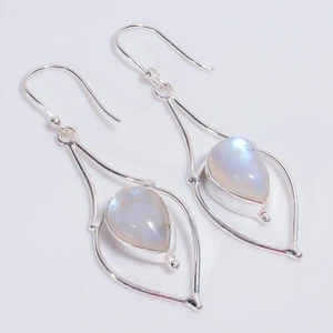 Moonstone Gemstone 925 Sterling Silver Beautiful Gifts Earring Jewelry PJ-152 - Picture 1 of 7