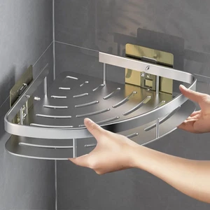 Badregal Dusche Eckig Aluminium Wandmontage ohne Bohrer - Bild 1 von 5