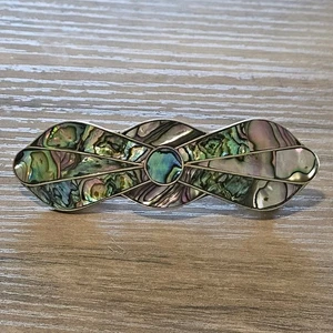 Vintage Alpaka Silber & Abalone Haarspange Haarspange - Bild 1 von 6
