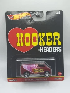 Hot Wheels Premium Hooker Headers Custom 77 Dodge Van - Diecast Car Real Riders - Imagen 1 de 6