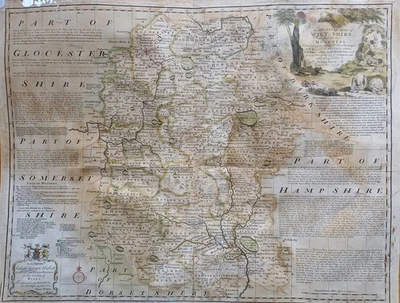 Оригинальная антикварная карта Уилтшир Эмануэль Боуэн 1755 - Изображение 1 из 4