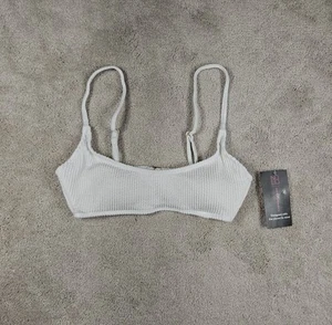 Top de bikini No Boundaries Juniors talla S (3-5) arrugado bralette blanco nuevo con etiquetas - Imagen 1 de 6