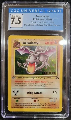 Aerodactyl 1/62 Fossil 1st Edition Prerelease Rare CGC 7.5 Near Mint+ PokemonTCG - Image 1 of 3