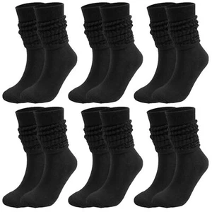6 Pairs Slouch Socks Long Scrunch Knee High Boot Socks Knit Stacked Socks for... - Picture 1 of 5