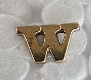 Vintage Initial Letter W Tiny Gold Tone Lapel Tie Pin 3/16" - Picture 1 of 5