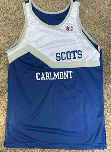 Vintage CHAMPION Men's Nylon Mesh Tank T Shirt Sz Med Old School Scots Carlmont - Picture 1 of 3